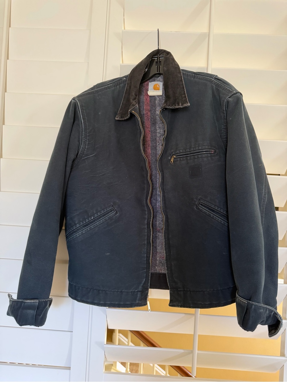 Carhartt Men's Black Work Jacket with Corduroy Collar